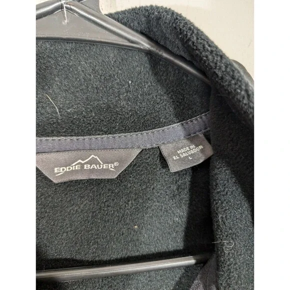 Eddie Bauer Vest Men Sz L Black Fleece Full Zip Outdoor Utility Jacket - Picture 5 of 7